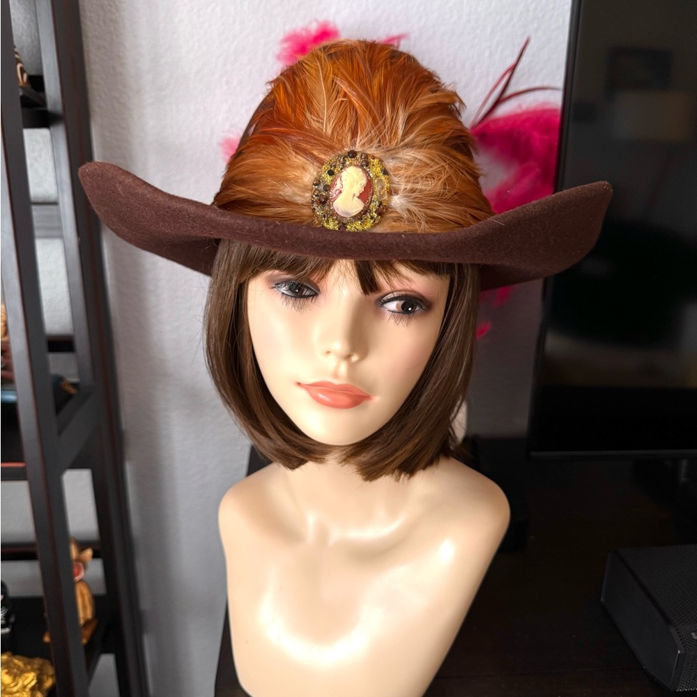 Capelli Brown Wool Feathered Western Hat